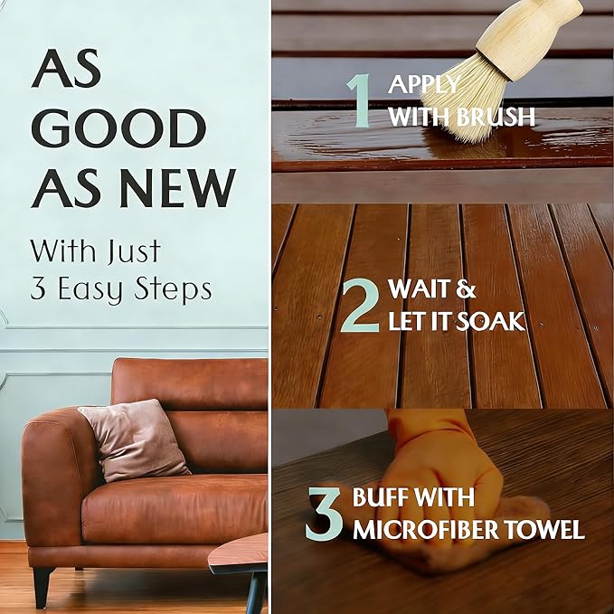 Furniture Salve with Brush, Furniture Repair Salve & Brush Set - Furniture Polisher Cleaner and Conditioner 4OZ for Leather Couch, Furniture, Home, Sofa, Car Seats
