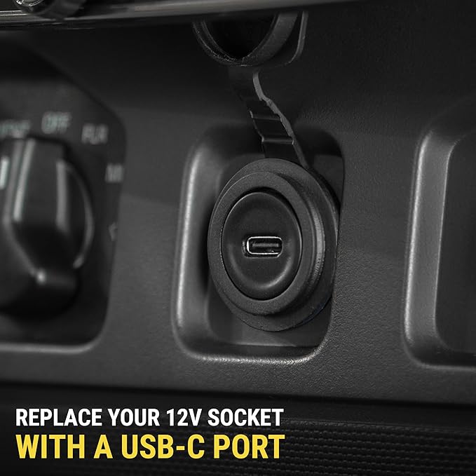 Scosche CPDACCKO Dash Mount Extension with 3 ft Cable, 12V Car Charger with Type-C Port Compatible with Apple CarPlay/Android Auto with USB-C to USB-A Adapter, Power Socket for Car, Truck, Boat