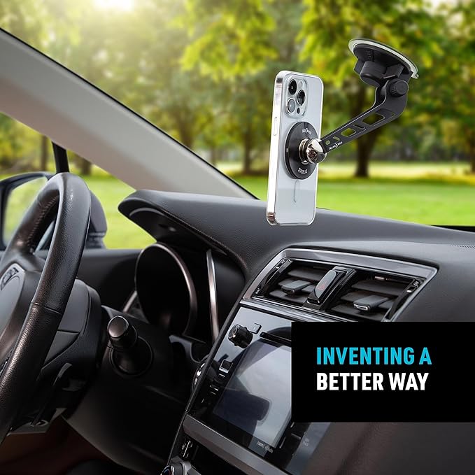 Nite Ize Steelie Windshield Mount - Phone Holder for Car Windshield - Alternative to Car Dashboard & Vent Phone Mounts - Compatible with Steelie Magnetic Mounting System - Black