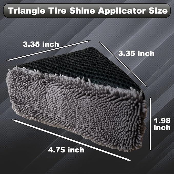 2 Pcs Triangle Tire Shine Applicator, Reusable Tire Dressing Applicator Pads, Tire Gel Sponge Contoured for Car Detailing Cleaning