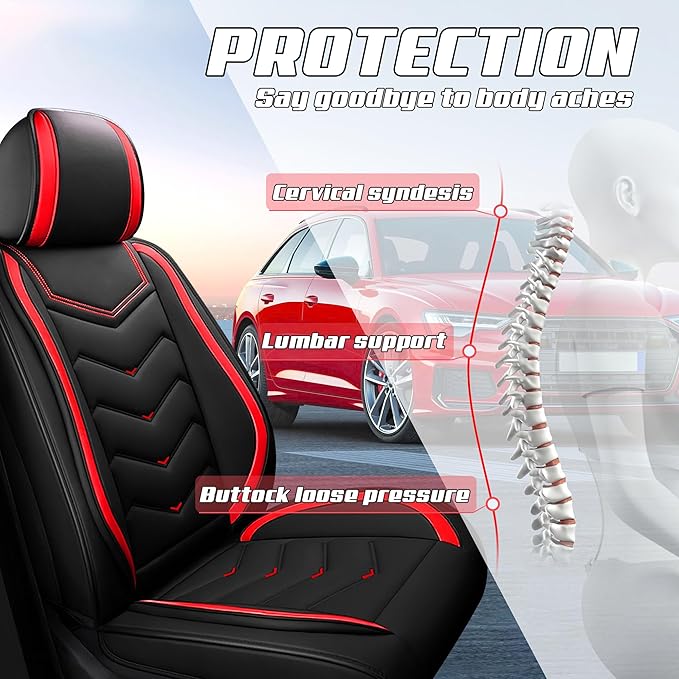 Car Seat Covers Fit for Infiniti g37 2000-2026, Stylish Sport Seat Covers, Waterproof Wear-Resistant Premium Nappa Leather Car Seat Cover.(2 Pcs Front/Black Red)