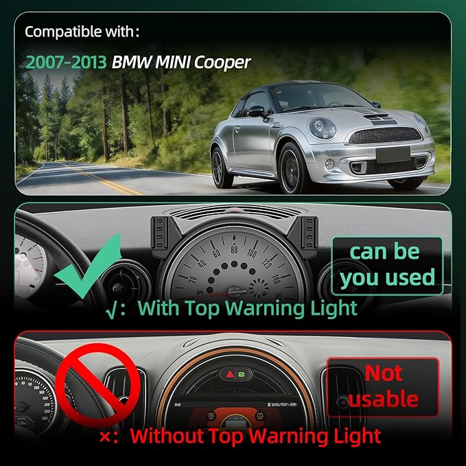 Phone Mount for BMW Mini Cooper (2007-2012 2013), Magnetic iPhone Holder, Magsafe Car Mount Charger, Cell Phone Automobile Cradles, 2PC 15W Wireless Car Charger, Hands Free, 360°, 2011 Car Accessories