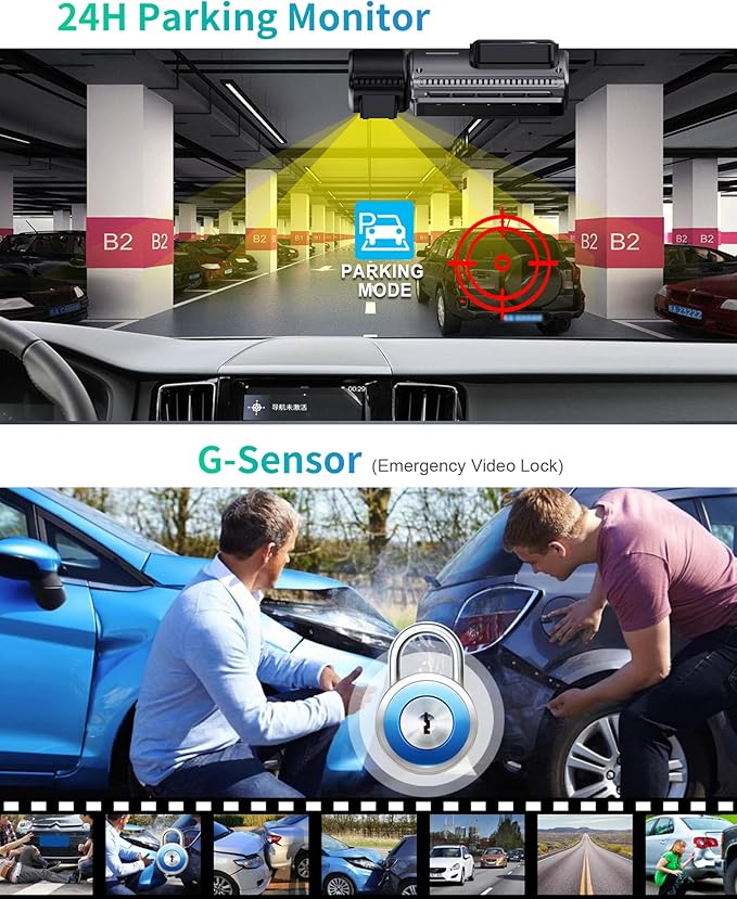 Dash Cam Front and Rear, 4K/2.5k Full HD 3 Channel Dash Camera for Car, Included 32G Card Dashcam, Built-in WiFi GPS, App Control, 3.18’ IPS Screen, Night Vision, Wide Angle, WDR, 24H Parking Mode