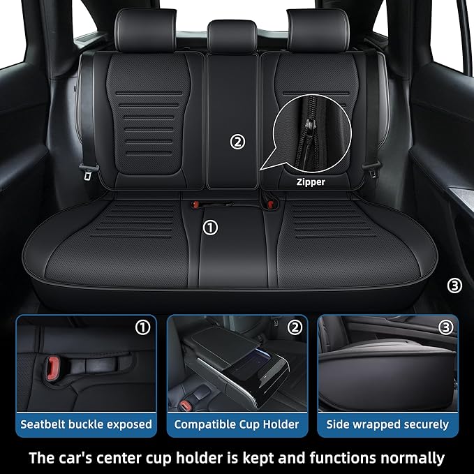 Seat Covers for Mercedes-Benz GLC 2023 2024 2025, Custom Fit All-Weather Car Seat Protectors Full Set, Waterproof Premium Leather, for 5-Seater Model - Black