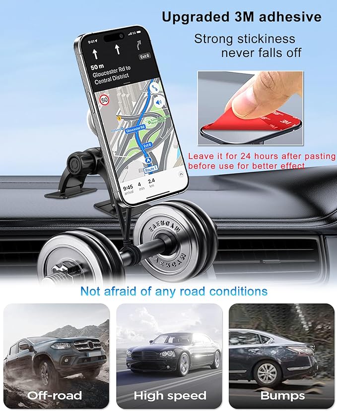Car Phone Holder for Pop Socket, Dashboard Socket Grip Car Mount Dual Adhesive Base for Any Surfaces, Dash Sockets Phone Mount for Car, Works for iPhone Samsung All Smartphones with Pop Grip