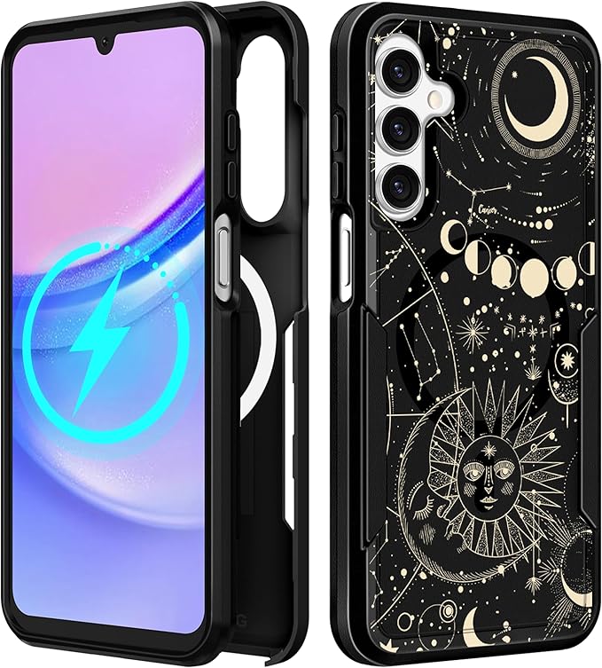 for Samsung Galaxy A16 5G Phone Case - Compatible with MagSafe Women Girls Cute Magnetic Protective Cover Girly Kawaii Aesthetic Sun Moon Heavy Duty Shockproof Design for Samsung A16 5G Case