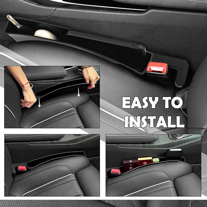 2PCS Car Seat Gap Filler Organizer Box,Dual Zone Center Console Organizer for Storing Phones,Keys,Cards,Multi-Purpose Car Console Organizer for Adding Car Seat Organizer