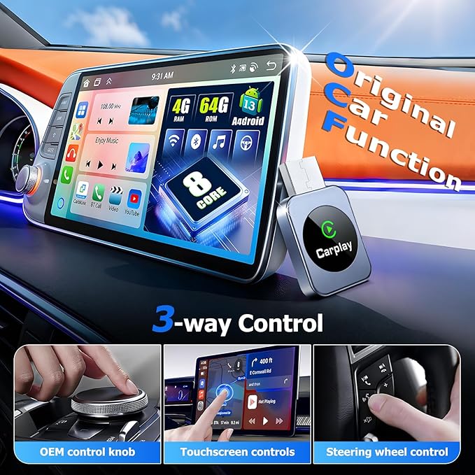 Wireless CarPlay Adapter for iPhone, 2026 Upgraded Carplay Dongle Converts Wired to Wireless, Plug & Play Auto Connect, Mini USB CarPlay Adapter, Stable No Latency Connection Compatible with iOS 10+