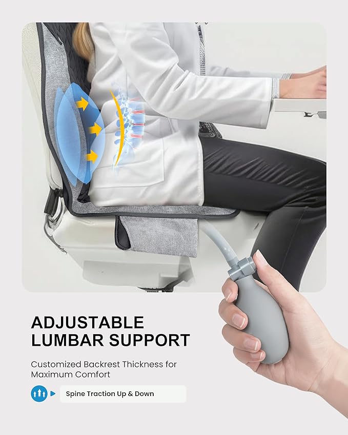 COMFIER Back Massager with Heat,Massage Chair Mat with Adjustable Lumbar Support,Seat Warmer Cushion with 8 Vibration Motors & 5 Modes & Bag,Office Chair Massage Pad for Recliner,Gifts for Mom Dad