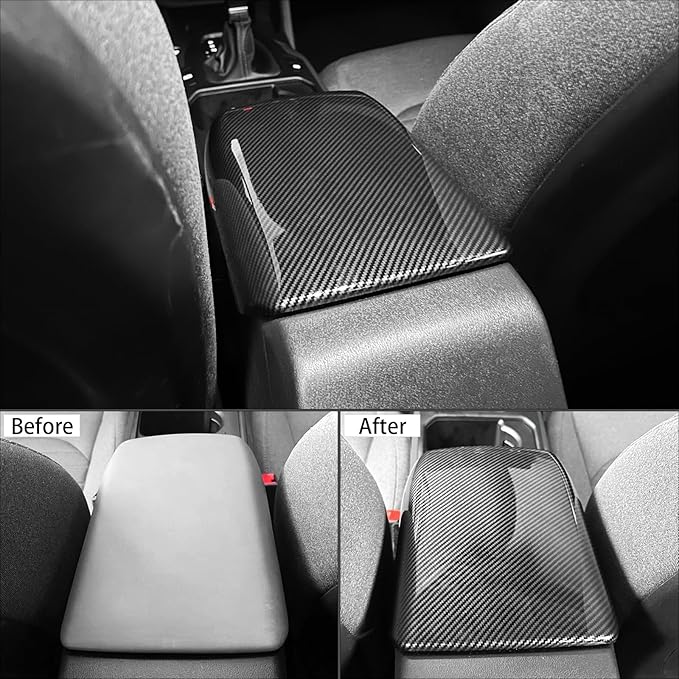 ABS Car Central Console Armrest Cover Armrest Cushion Cover Center Console Box Pad Compatible with Kia K4 2025-2026 Accessories (Carbon Fiber Style)