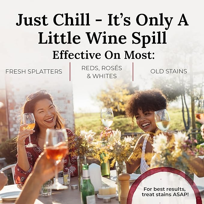 Chateau Spill Red Wine Stain Remover Wipes - 5 Count Individually Wrapped to go Wipes for Stubborn Stains on Clothes, Tablecloth, Carpet, Upholstery and Laundry