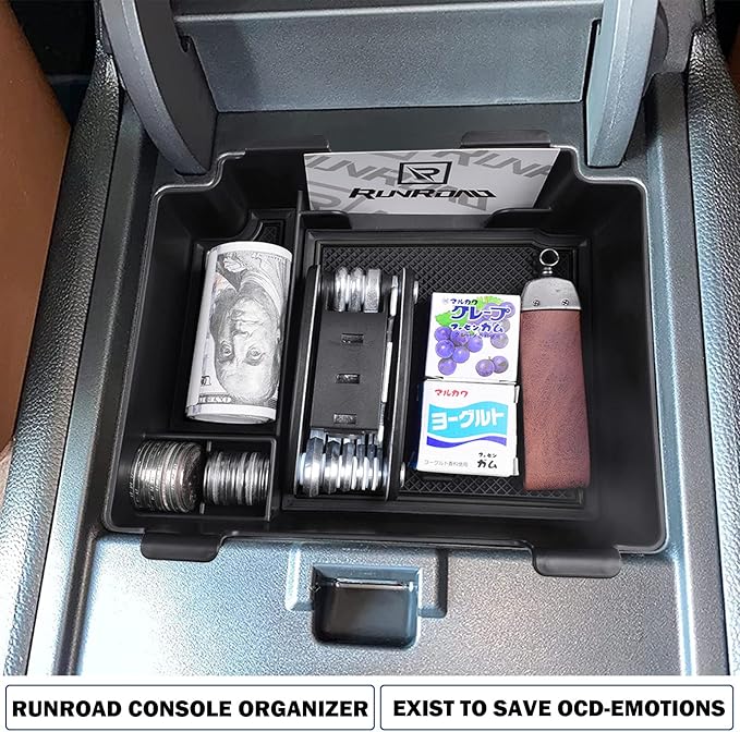 RUNROAD Center Console Upgraded Organizer Compatible with Acura RDX 2019 2020 2021 2022 2023 2024 Accessories, Armrest Storage Box Insert Card Container ABS Coin Holder Console Tray, Black