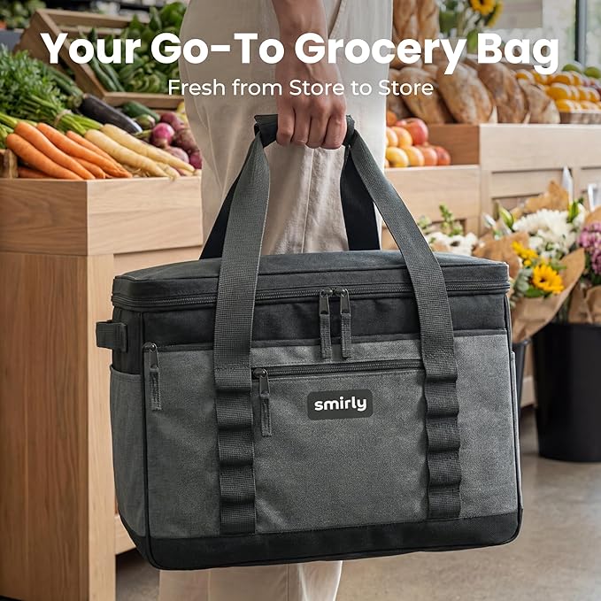SMIRLY Cooler Bags Insulated – Collapsible Cooler, Portable Leakproof and Soft Sided - Large Foldable Ice Chest for Camping, Beach, Travel, Picnic, Car, Grocery
