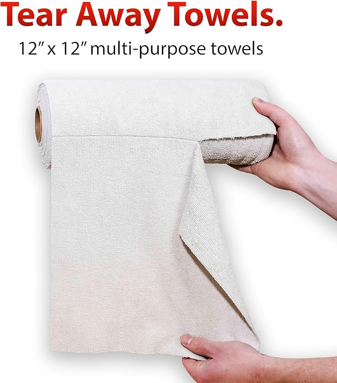 Adam's Polishes Microfiber Towel Roll - 30 Pack Tear-Away Reusable Towels - 12 x 12 (1-Pack)