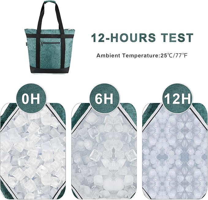 BeeGreen Insulated Cooler Bag with Handles Oversized Sturdy Leakproof Freezer Shopping Tote for Groceries Heavy Duty Thermal Food Delivery Bag Charcoal