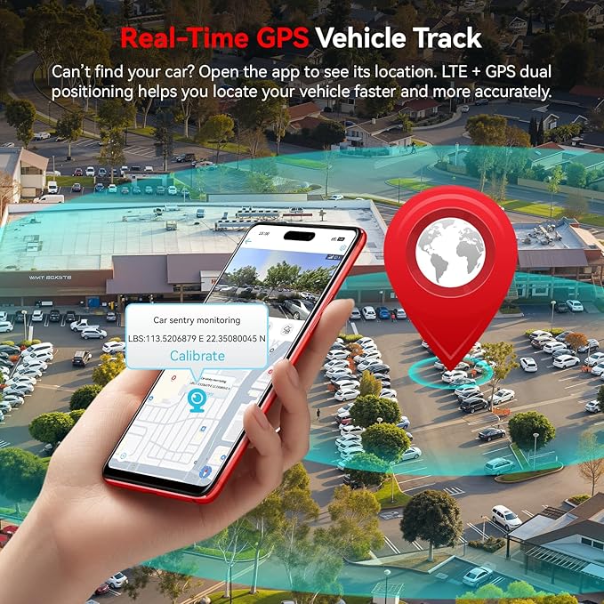 4G LTE Dash Cam with Live View, 2K+1080P Front Inside Anti-Theft Car Camera Live Streaming, Instant Alert via App, Cloud & SD Storage, IR Night Vision, No Screen, 24/7 Parking Mode, GPS, OBD