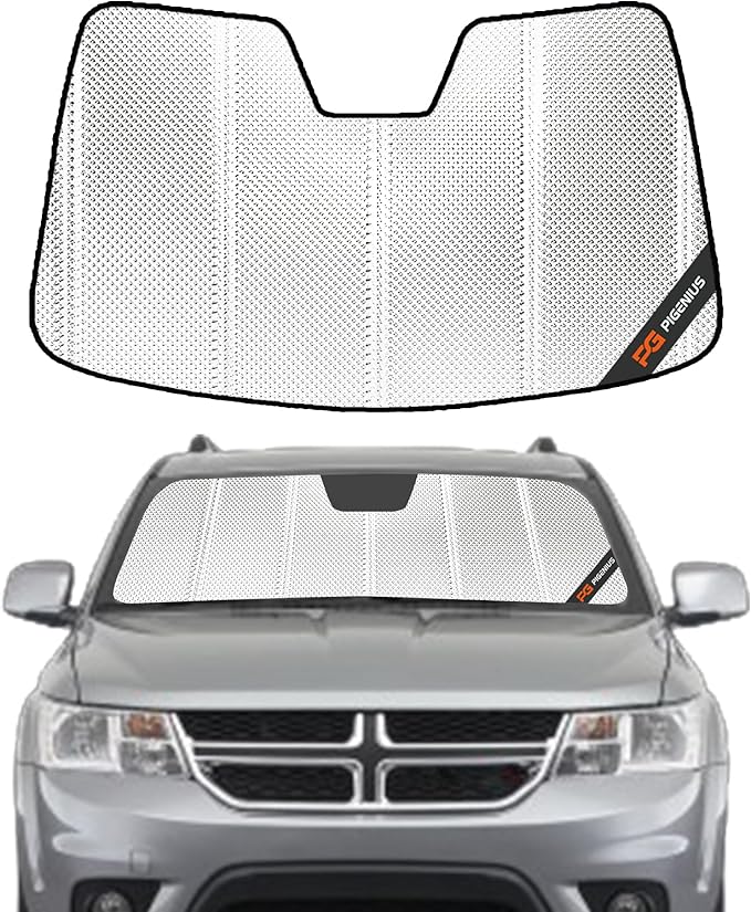 Windshield Sun Shade for Dodge Journey 2009-2020. Reflective Aluminum Film Front Window Sunshade - BLAZBLOCK