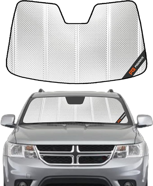 Windshield Sun Shade for Dodge Journey 2009-2020. Reflective Aluminum Film Front Window Sunshade - BLAZBLOCK