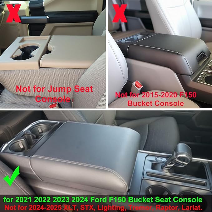 Zxiaochun Center Console Organizer Compatible with 2021 2022 2023 2024 Ford F150 Interior Accessories, Armrest Box Insert Storage Tray (Full Console w/Bucket Seats ONLY)-Red Trim
