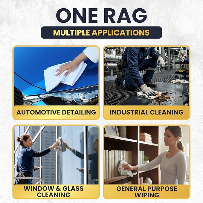 Premium New White Cotton Knit T-Shirt Rags (600 lbs. Pallet 12x50 lbs. Box of Rags) - Lint-Free, Soft & Absorbent Bulk Cleaning Cloths for Auto, Paint, Garage, Staining & Polishing