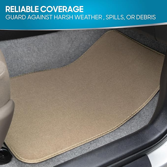 BDK Classic Carpet Floor Mats for Car & Auto - Universal Fit -Front & Rear with Heelpad (Medium Beige) (MT-100-CPTSERIES)