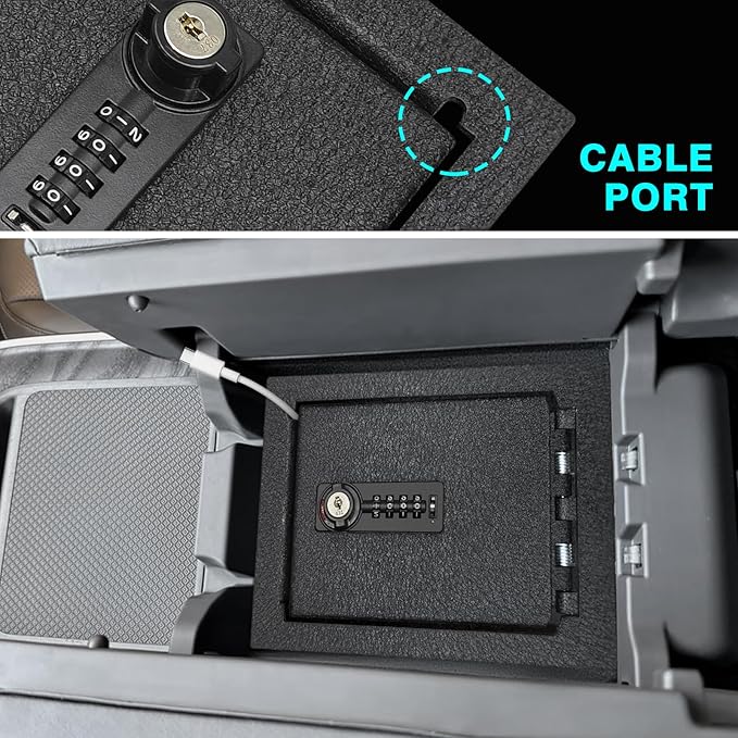 BestEvMod Center Console Organizer Safe Vault LockBox Compatible with Rivian R1T R1S 2022-2025 2026 Pickup Safe Vault Console Storage Interior Organizer with 4 Digit Combo Lock Security Anti-Theft