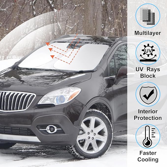 Windshield Sun Shade Custom Fit for 2013-2019 Buick Encore Accessories Foldable Sunshade Sun Blocker Protect Car from Sun Rays & Heat Damage Keep Car Cooler
