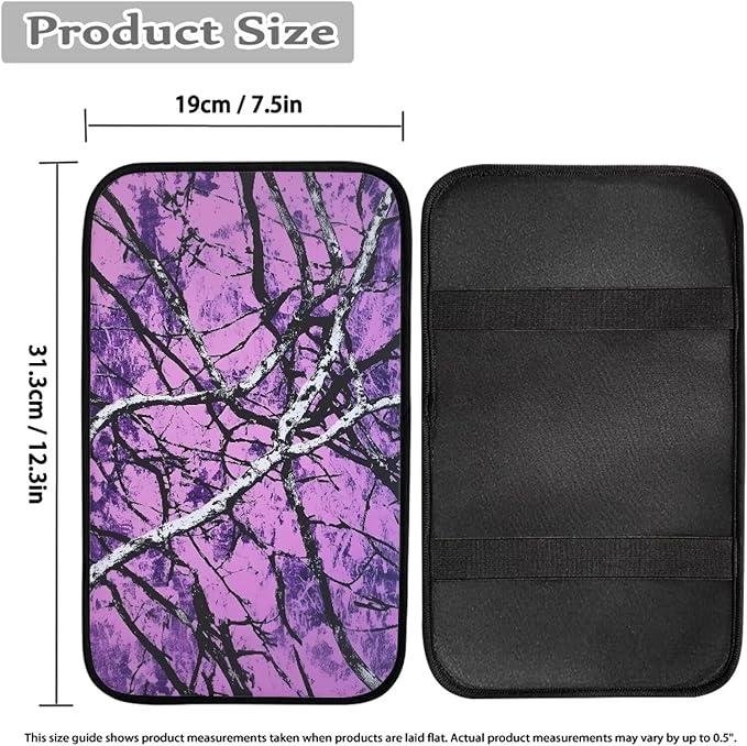 Car Center Console Cover Soft Comfor Auto Center Console Armrest Cover Auto Interior Protective Cover Universal Fit Most Cars, Purple Tree Camo