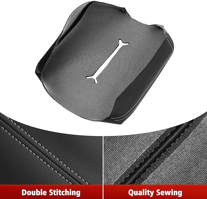 Center Console Cover Replacement for Chevy Silverado & GMC Sierra 1500 2500 3500 2014-2018, Vinyl Leather Upholstery, Anti-Scratch, Black-Gray Stitch (Fits Bucket Seat Console Only)