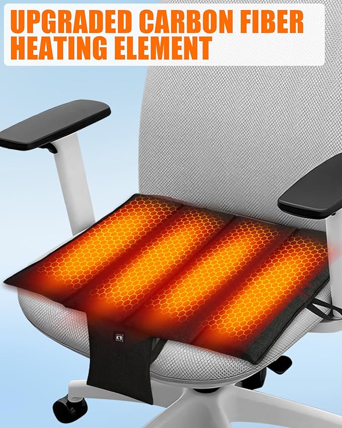 10000mAh Heated Seat Cushion Battery Operated - Foldable Portable USB Rechargeable Heating Seat Cushion for Office, Bleacher, Stadium,