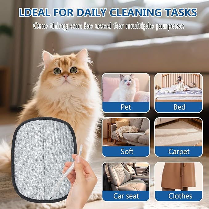 2PCS Pet Hair Removal Glove for Dogs&Cats,Newly Upgraded 5-Finger Reusable Electrostatic Pet Hair Remover,Magic Brush Pet Hair Remover Tool for Laundry,Carpets,Sofa Gaps and Car Seats(Black)