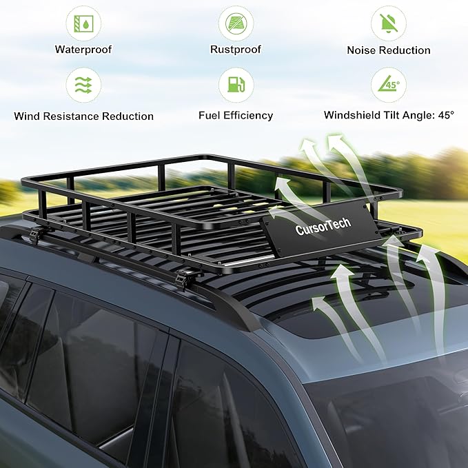 Roof Rack Basket 51"x36" Universal Heavy Duty Rooftop Cargo Carrier 300 lbs Capacity Steel Vehicle Cargo Rack Basket Luggage Holder for SUV Truck Car Travel & Camping Storage