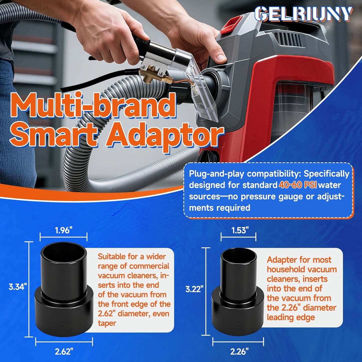 Upgraded Vacuum Cleaner Extractor Kit Compatible with Shop Vac, Carpet and Upholstery Cleaning Extractor Hose Kit with Wand, Hose, and Adapter for Home and Car Cleaning, 10-Ft Vacuum Cleaner Hose