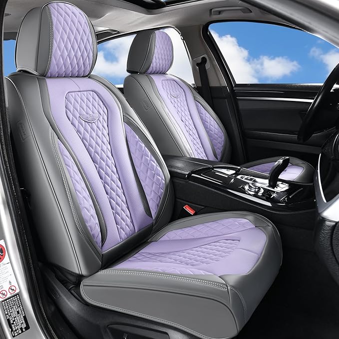 Coverado Automotive Seat Covers, Car Seat Covers Full Set, Purple Car Seat Cover, Car Seat Covers Front Seats Back Seat Cover, Waterproof Car Seat Cushion,Leather Seat Protector Fit for Most Cars
