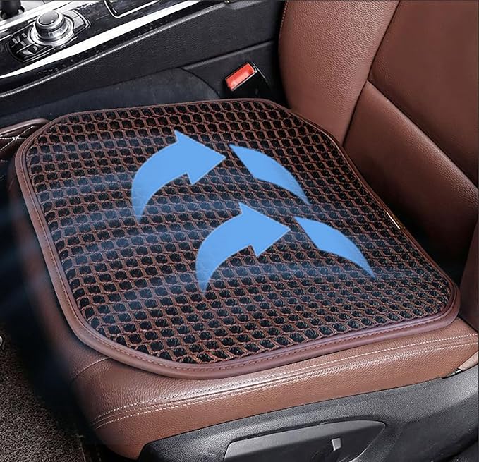 New Summer Cooling Ventilated Air Mesh Seat Cushion Pad for Car,Universal Breathable Vented Seat Cover Fits Car SUV Truck Van Pickup for Driving Seat (Brown-SeatCushion-1Pcs)