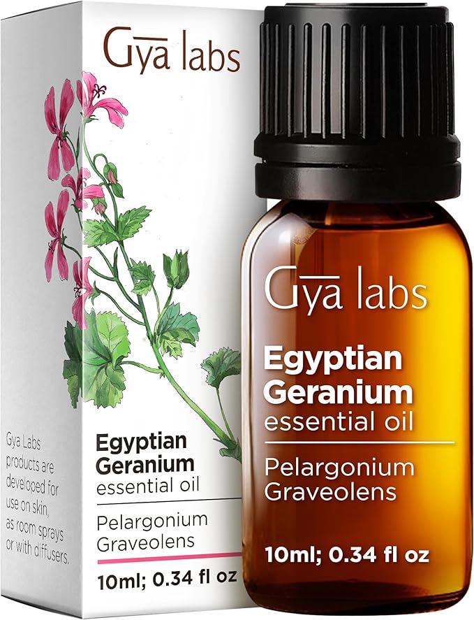 100% Pure Egyptian Geranium Essential Oil - 0.34 Fl Oz - Egyptian Geranium Oil for Hair, Skin, Diffuser, Aromatherapy & DIY Candle Making Scent
