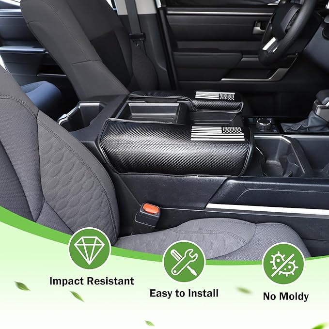 Center Console Armrest Cover Protector Pad Compatible with Toyota Tundra Sequoia 2022-2025 Leather Car Console Armrest Seat Cushion Waterproof Armrest Cushion Lid Interior Accessories (Style E)