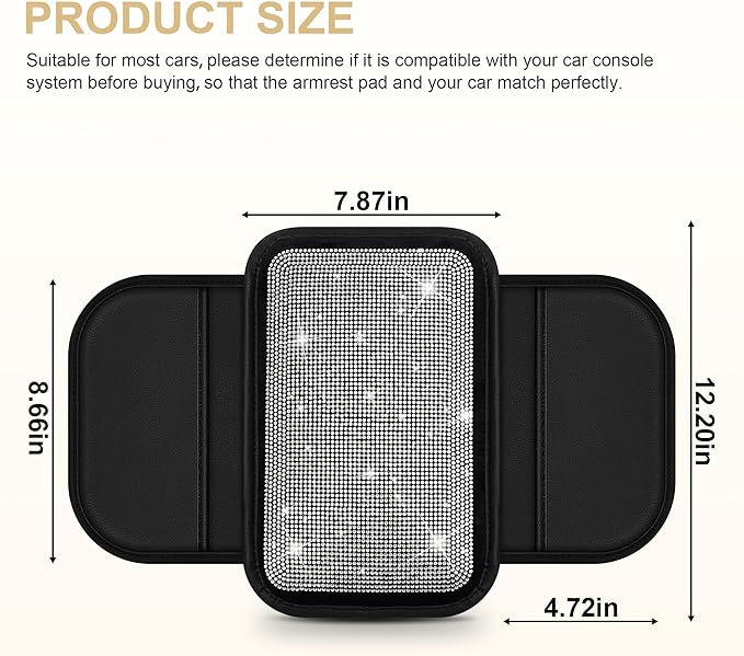 Center Console Cover Fit for Kia Sorento 2003-2025 with 2 Storage Bags Quilted - Studded Leather Car Armrest Cover Cushion Anti - Slip(Black&Quilted)