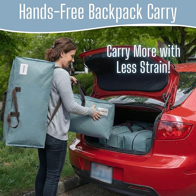 VENO 8 Pack Heavy Duty Moving Bags with Backpack Straps, Zippers & Handles, Extra Large Packing Bags for College Dorm Essentials, Moving Supplies Alternative to Cardboard Moving Boxes