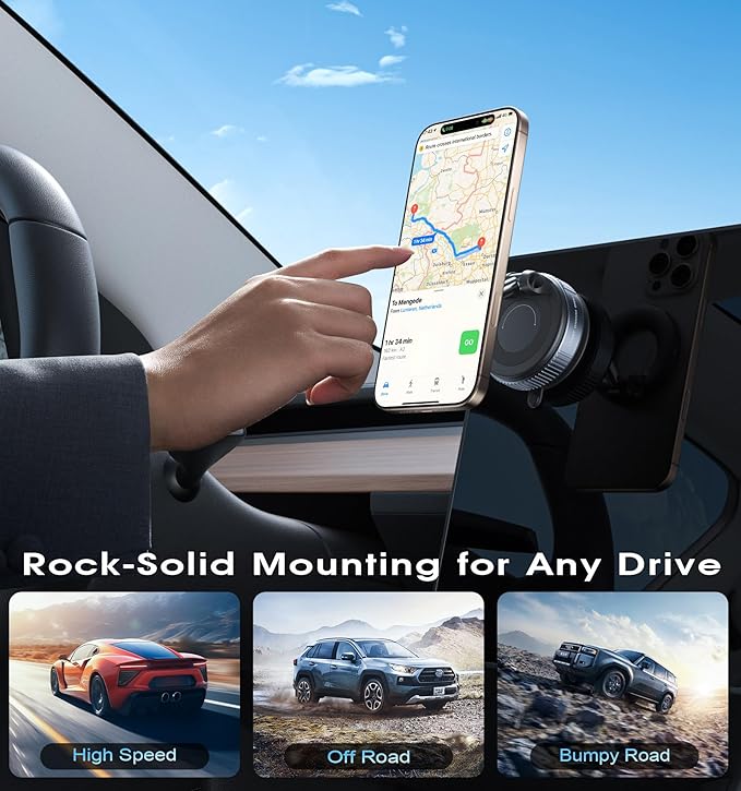 REOKILY 2026 Upgraded Vacuum Magnetic Car Phone Holder 360° Reinforced 96LBS Ultra Suction Cup Phone Mount for MagSafe Cell Phone Holders for Your Car/Gym/Mirror Mount for iPhone & Android