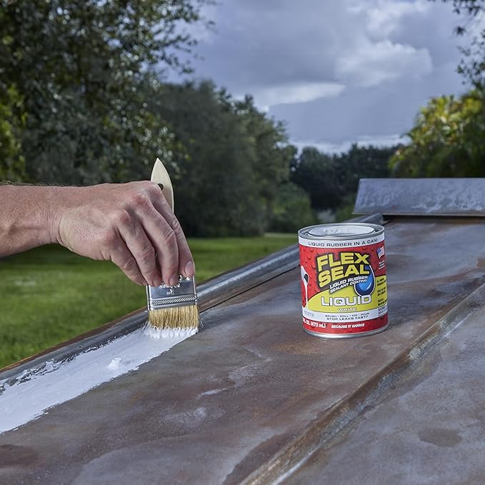 Flex Seal Liquid, Rubber Coating Sealant, Waterproof, Flexible, Breathable, and UV Resistant, Roof Repair, Basements, RV, Campers, Trailers, Marine, EPDM, Masonry, White, 16 oz