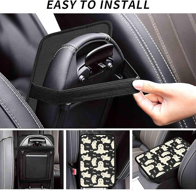 Ghost Pattern Auto Center Console Cover Pad Car Armrest Seat Box Cover Cushion Universal for Most Vehicle SUV Truck Car Accessories Decor