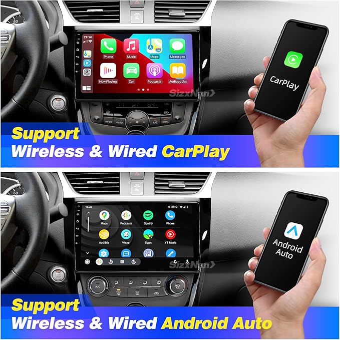 for Sentra Radio 2013-2018 Upgrade Compatible with Wireless Carplay Android Auto,Android Car Stereo Touchscreen Bluetooth Navigation GPS WiFi FM/AM Multimedia Player Backup Camera Head Unit