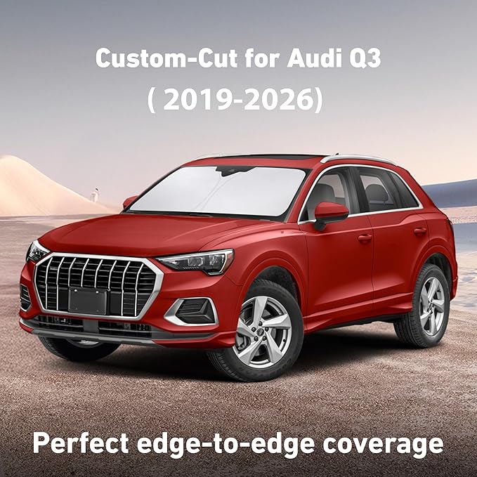 EcoNour Windshield Sunshade Compatible for Audi Q3 2019-2024 2025 2026, Sun Visor for Front Windshield & Window Sun Shade Cover, UV Heat Blocker & Protector, Car Accessories