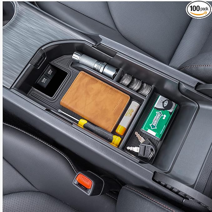 TOPINSTALL Center Console Tray Compatible with 2018-2024 Toyota Camry XLE XSE and 2020-2024 Camry LE SE with Dual USB Ports, Interior Accessories Armrest Console Organizer (Not for 2025)