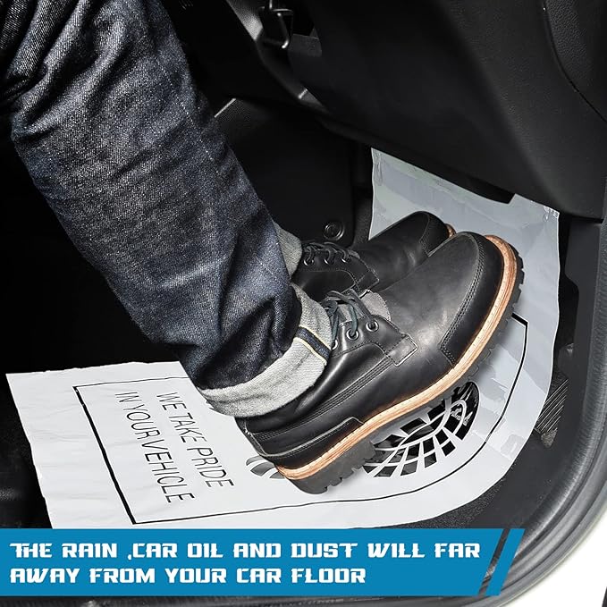 Riakrum 50 Pcs Disposable Car Floor Mat Floor Car Mat Vehicles Motive Cover Protector Temporary Rug 16 x 20 Inch (PE)