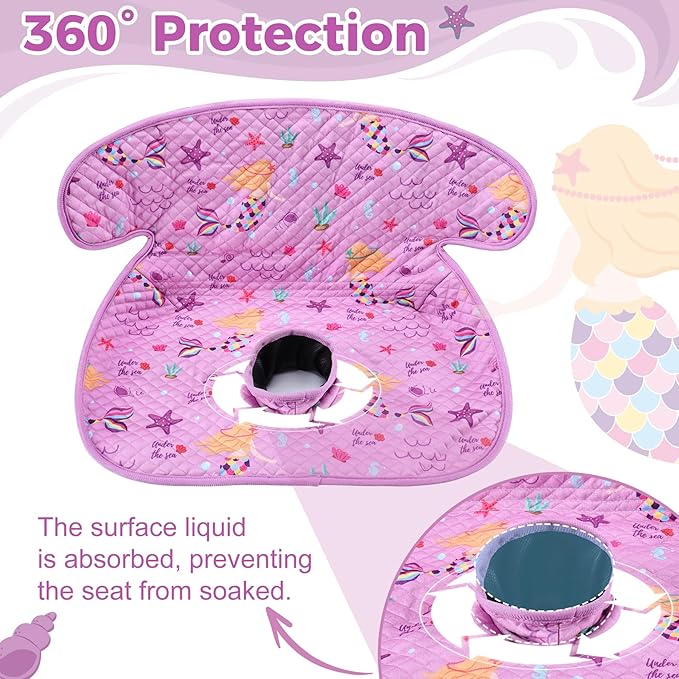 Piddle Pad Car Seat Liner- Waterproof Soft Car Seat Potty Training Protector, Travel-Friendly Baby Toddler Carseat Cover for Spills, Nappy Leaks, Accidents (Purple Mermaid)
