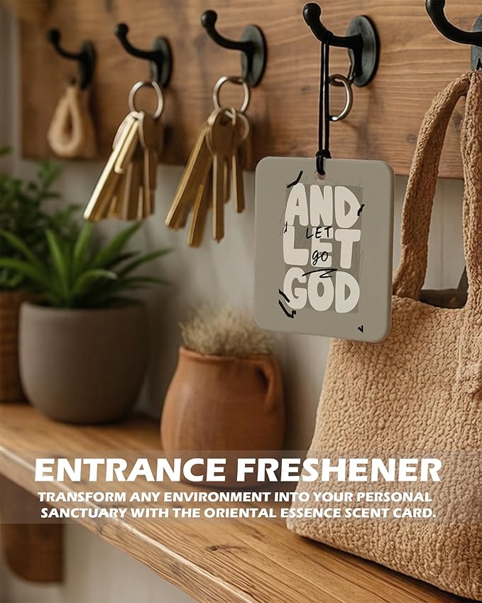 Neutral Christian Square Citrus Car Air Freshener 4 Pcs, Beige Religious Bible Verse Hanging Air Freshener for Cars Bathroom Dorm Books Decor, Christian Accessories Gifts for Women Men