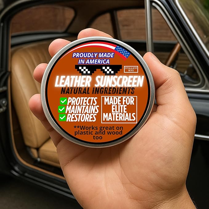 Leather UV Protector Deep Conditioner – Revive, Protect & Restore Leather – UV Shield & Water Repellent for Outdoor Use – Prevents Cracks Fading & Drying on Car Seats, Furniture, Boots, Bags & Tack