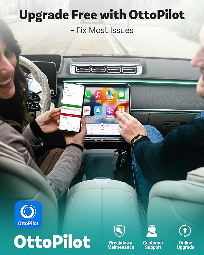 OTTOCAST Mini Pico Wireless CarPlay Adapter, No More Cables, Dual Phone Memory, One-Button Switch, Wi-Fi 6 & Bluetooth 5.4